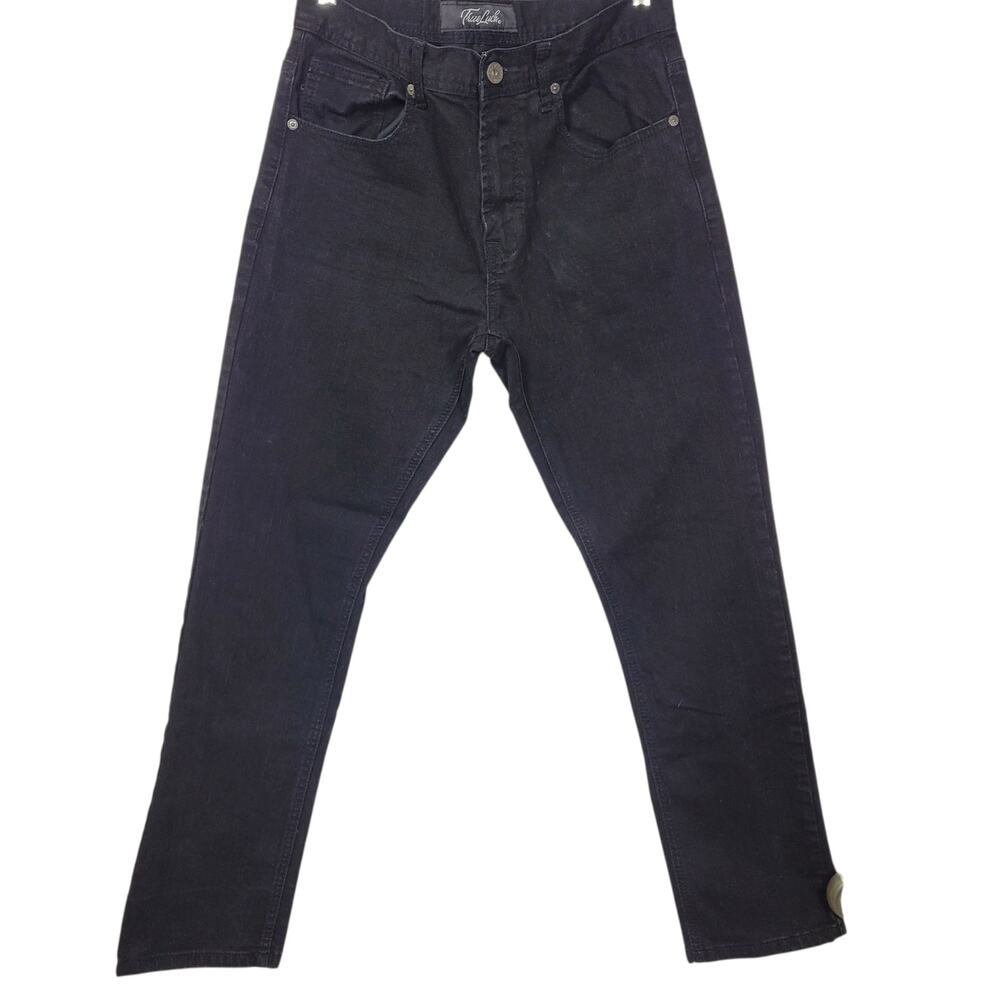True Luck Black Men's Straight Leg 5 Pocket Denim Jeans Size 32